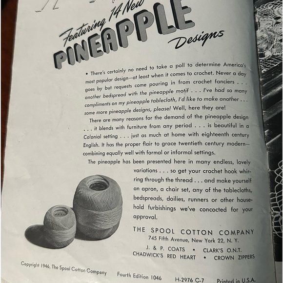 Spool Cotton Crochet Books 1940s Learn 170 Bedspreads 151 Pineapple Doilies 230 - Picture 13 of 16